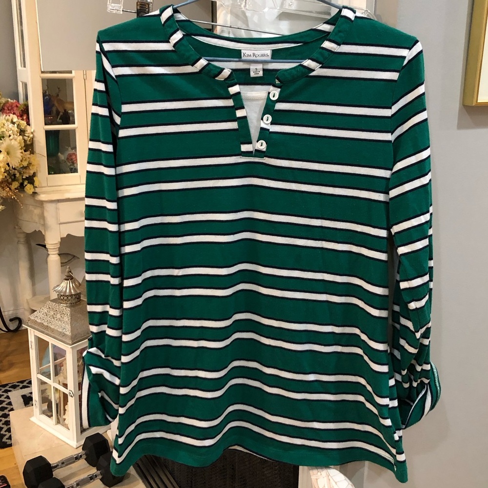 Kim Rogers Striped Long Sleeve Blouse Shirt Top - Picture 1 of 4